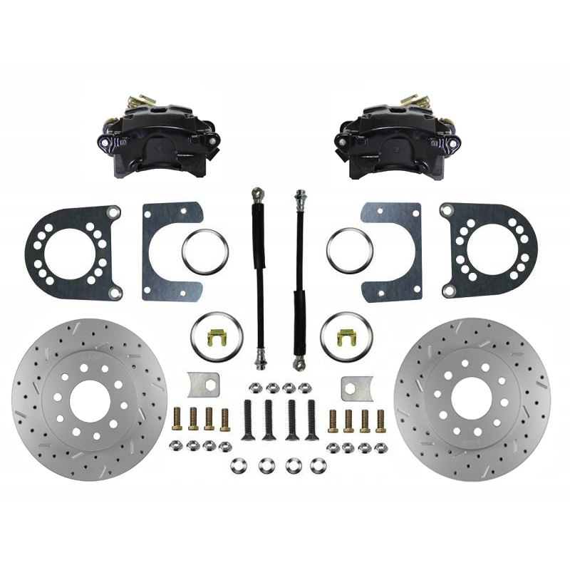 LEED Brakes Rear Disc Brake Kit  with Drilled Rotors and Black Powder Coated Calipers